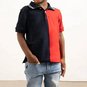 Customizable Kids Boy Polo T Shirt High Quality 100% Cotton Knitted Casual Style with Custom Embroidered Logo and Color Blocks
