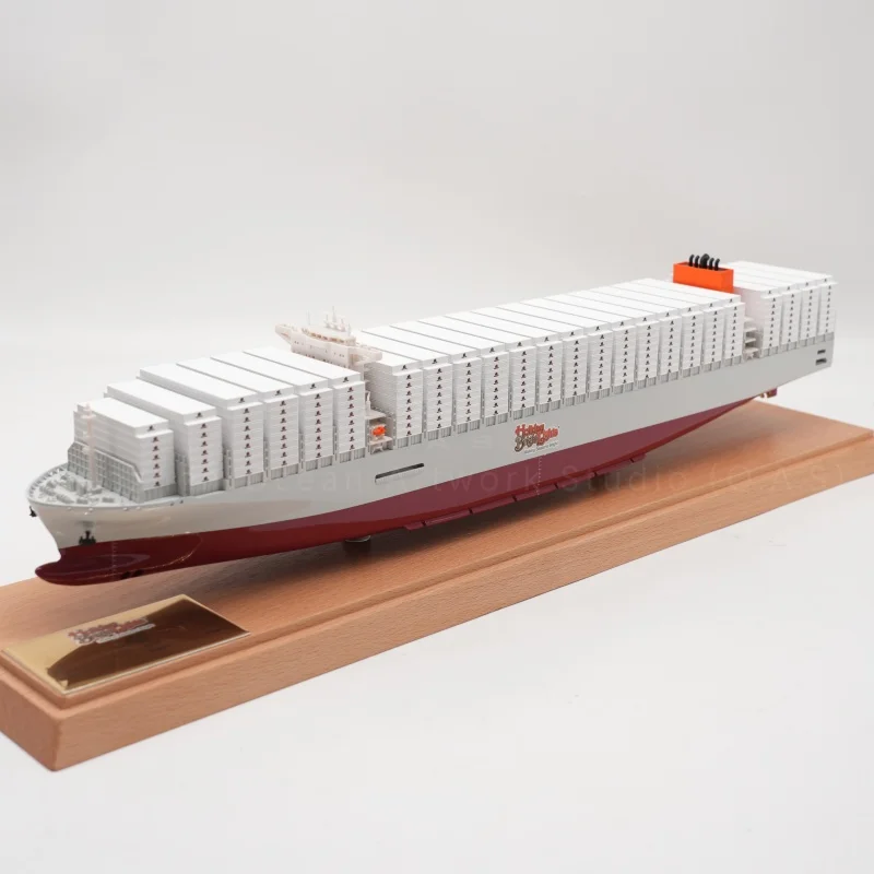 【LA】По мера направен модел на товарен брод, висина 45 см, рачна изработка, мащаб 1:888, висококвалитетен модел на контейнерски брод за бизнис подарок