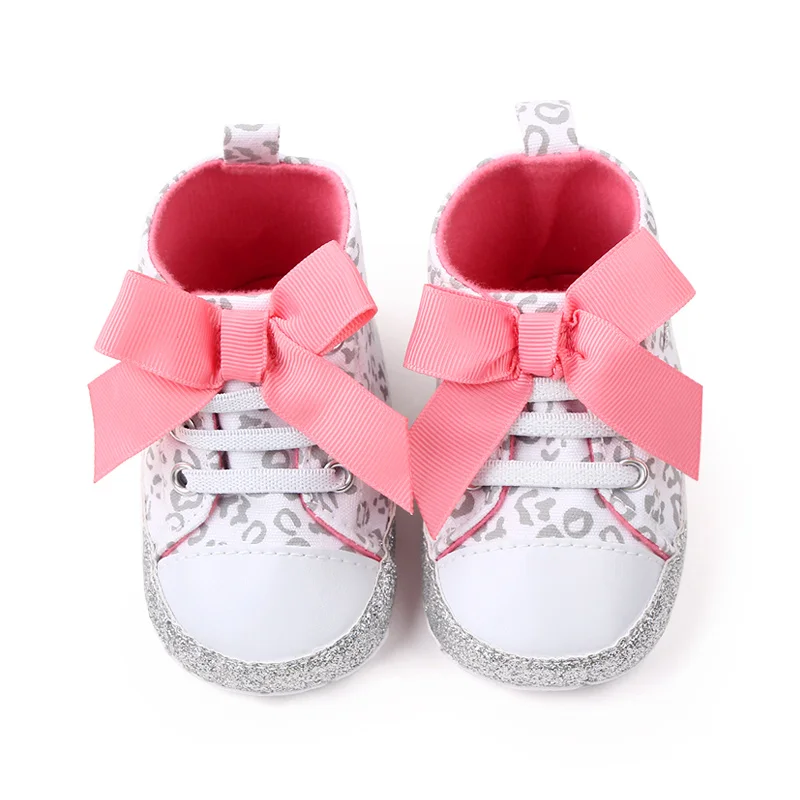 New arrival bow design Glitter Materials bling canvas baby toddler girl shoes 2022 supplier