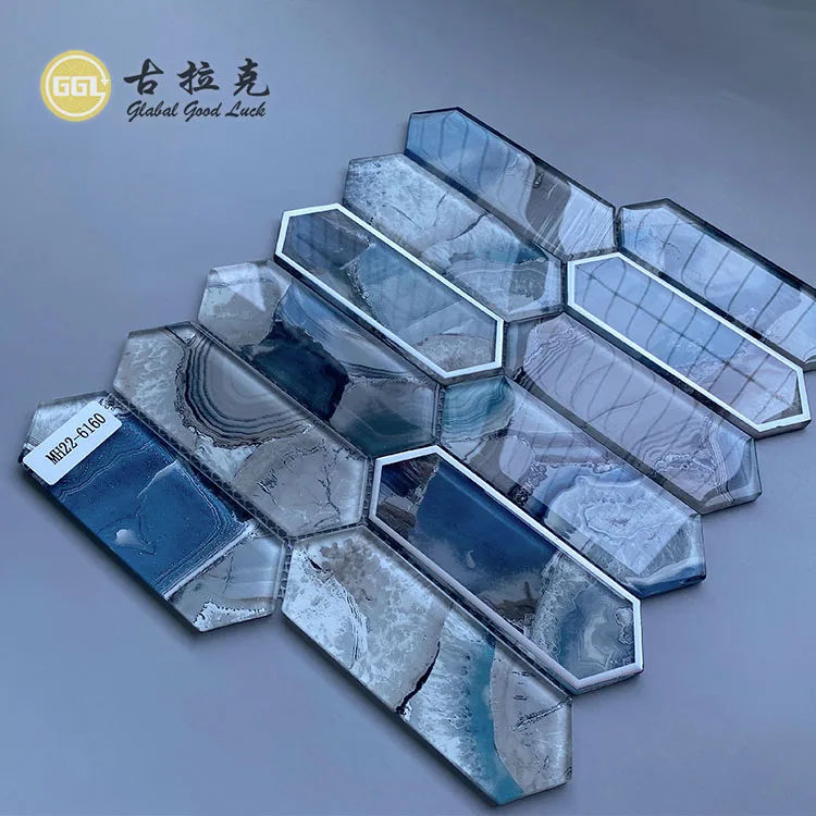 Crystal Glass Pattern Mix Sliver-Rimmed Glass Mosaic For Wall Tile