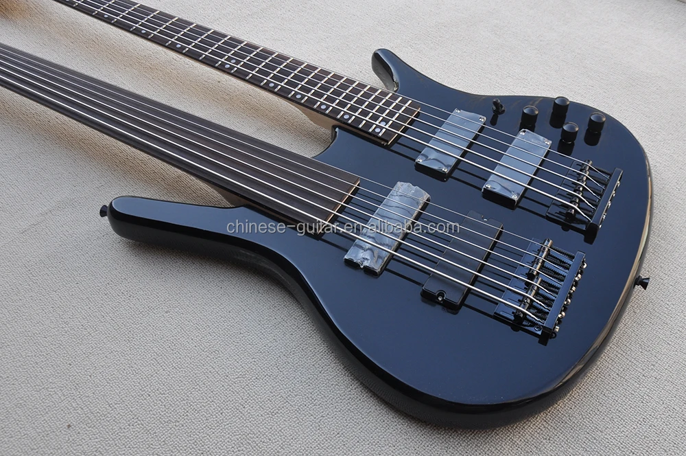 Flyoung ダブルネック 5+6弦 フレットレス エレクトリックベースギター