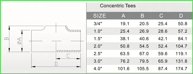 Stainless Steel Sanitary Butt Weld Fittings Eccentric Elbow Tee Pipe Fitting 1/2"-6"