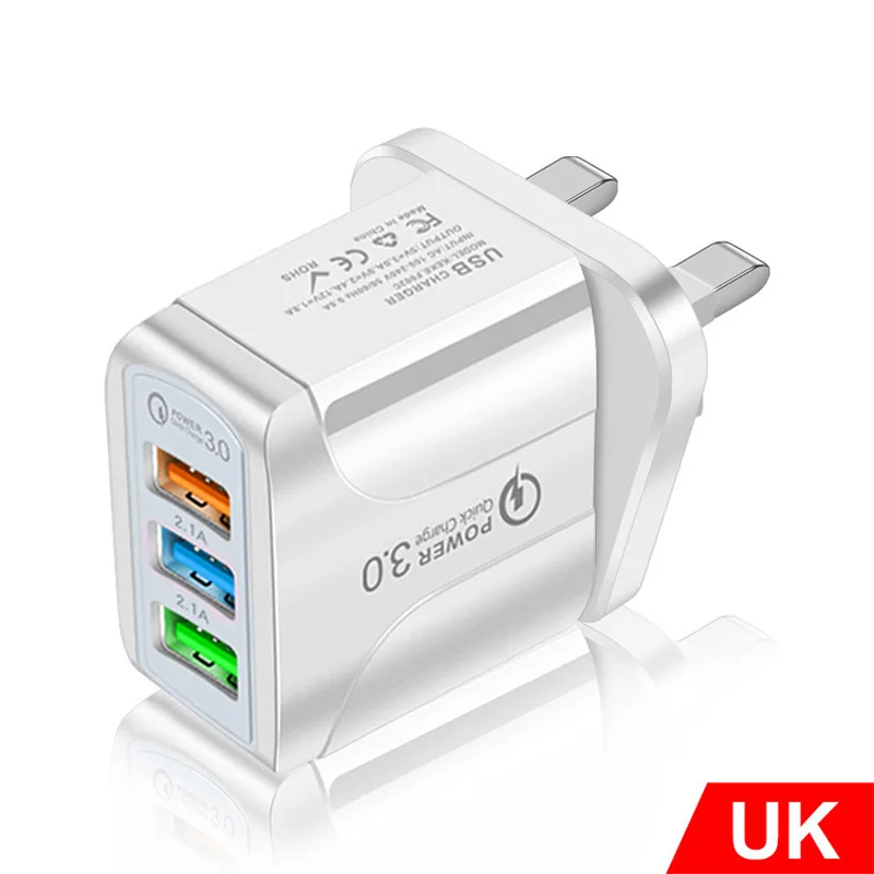 12 Вт Быстрая зарядка QC3.0 мульти 3 порта USB зарядное устройство Черный адаптер