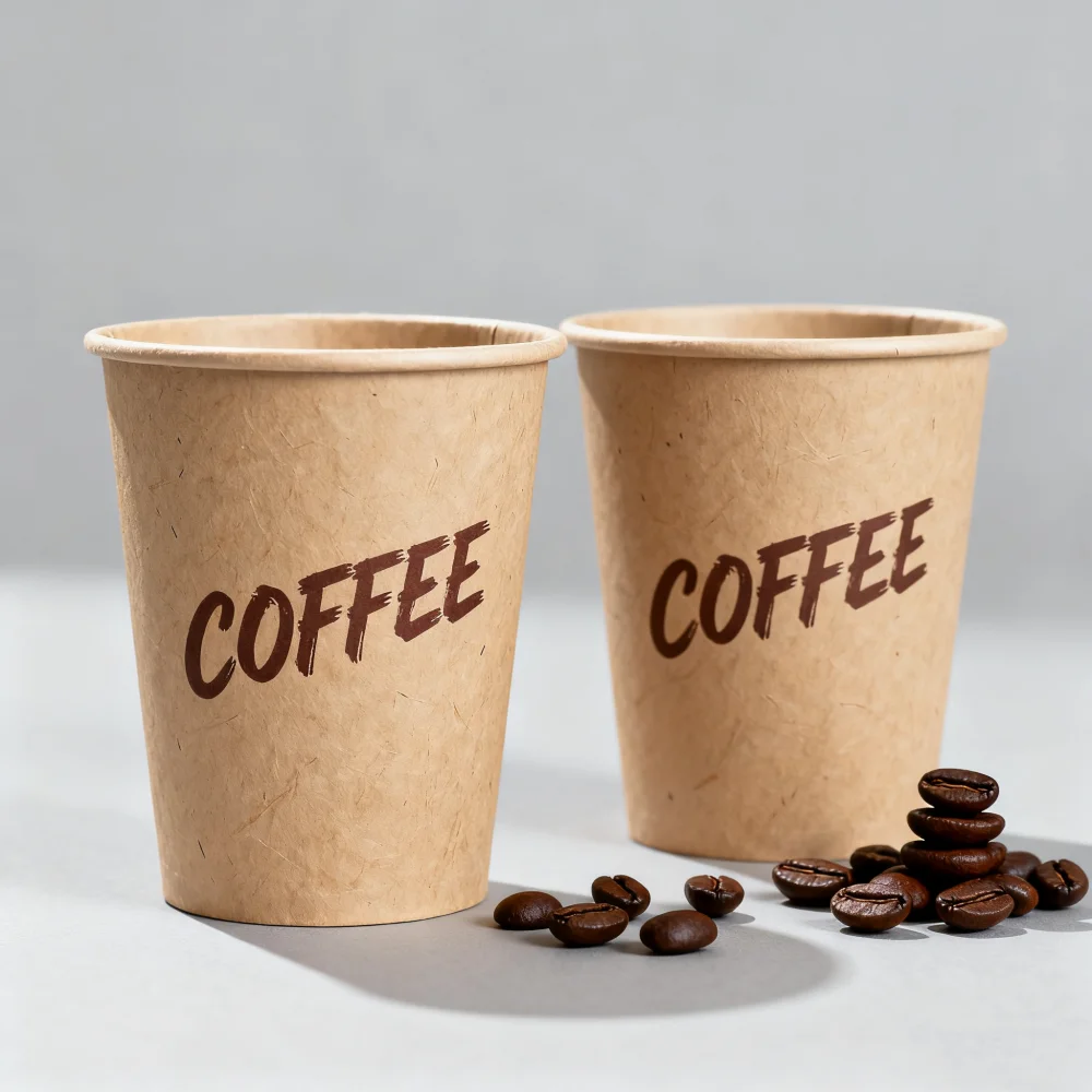 Free Sample Custom Logo Size Cafe Paper Disposable Foldable Butterfly Cup Kraft Hot Drink Cup No Lids Easy Drinking