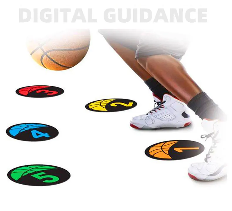 Round Flat Numbered Court Floor Poly Vinyl Spots Get Out Basketball Training Large 9 Inch Disc Spot Markers 5-Pack 