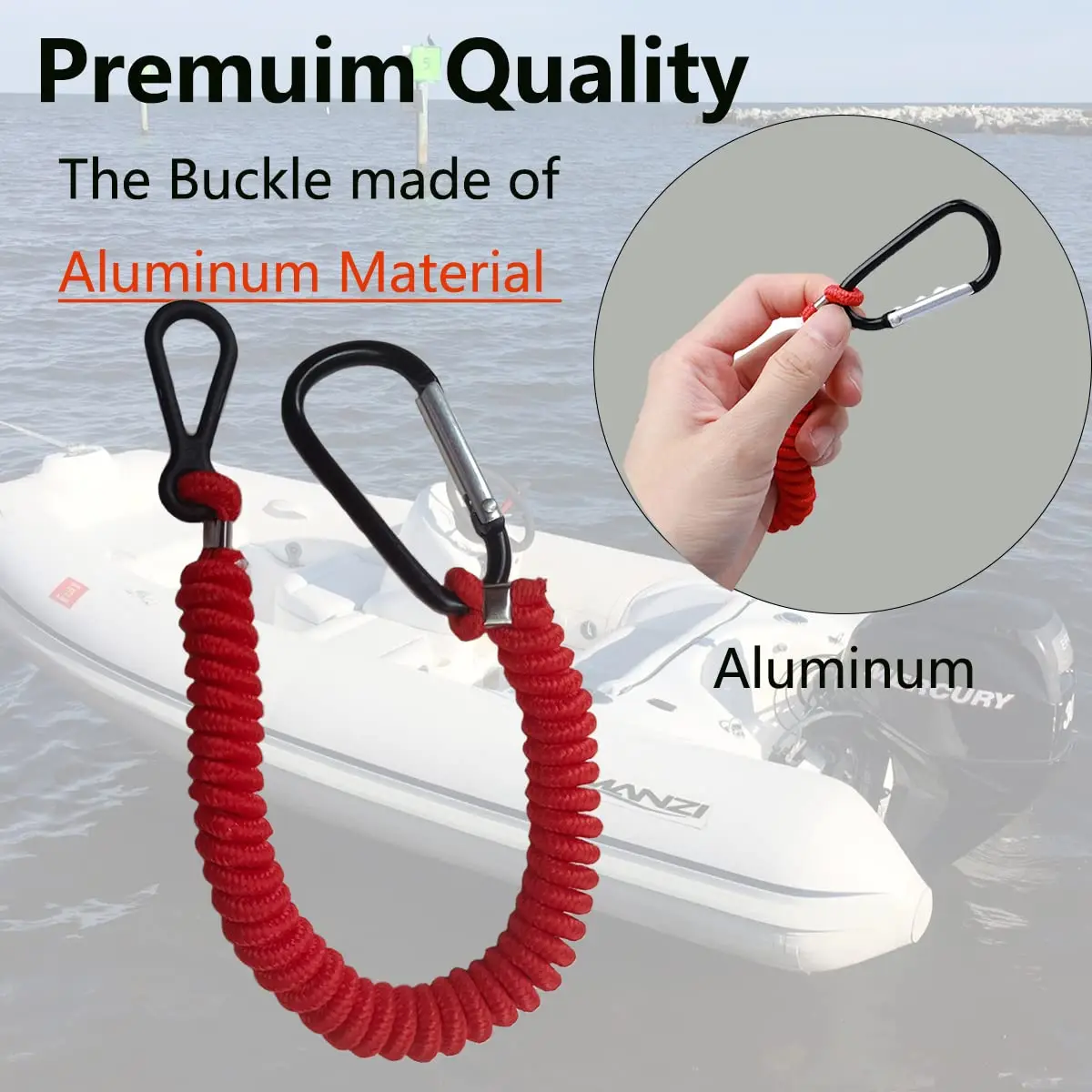 Cord 54 Inch 1371 Long Replace Break Away Boat Kill Switch Braid Retractable Tool Coil Lanyards Bungee Cord With Carabiner