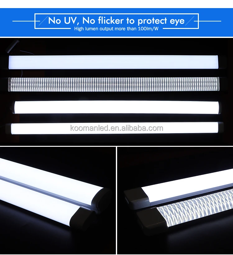 Triproof Led Batten Light 10000K 36W 72W 4ft IP20 Waterproof Led T8 ...