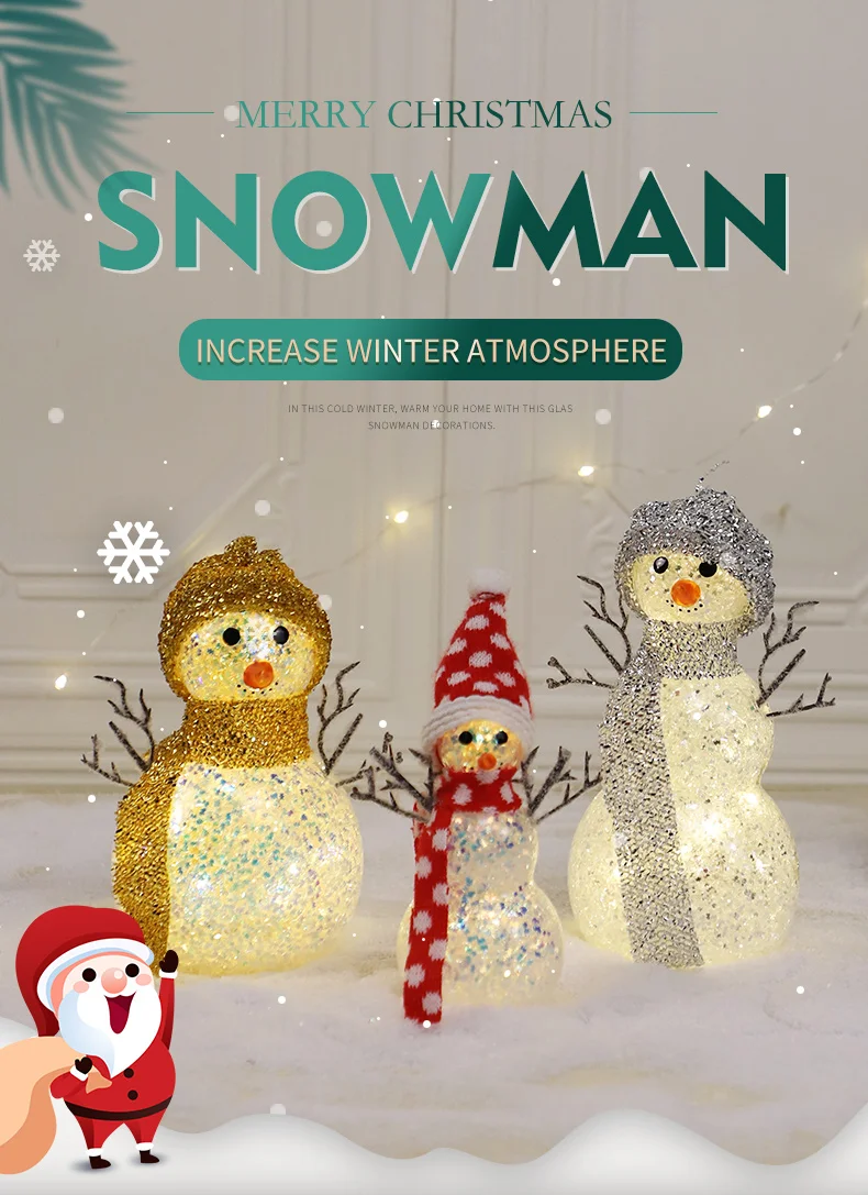 Custom Tall Outdoor Big Glass Snowman Led Lighted Glass Store Outdoor Christmas Decoration Snowman With Scarf factory