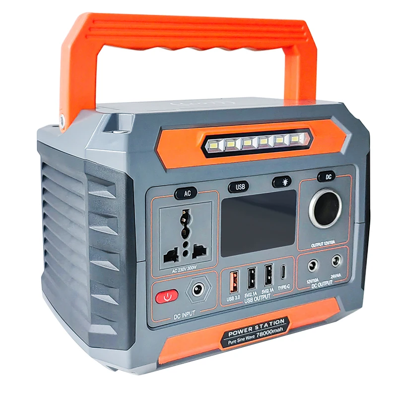 Customized Portable Solar Power Station Generator Multifunctional 100/220V AC Outlet 300W Rated Power with MPPT Controller
