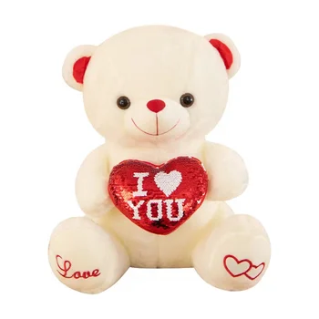 Ruunjoy 2024 Sequin Teddy Bear Plush Toys Valentine's Day Gift 30cm Led Light Up Teddy Bear Stuffed Toy Lighting Plush Glowing