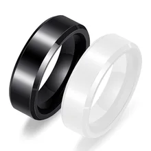 6mm Plain Wedding Band Ceramic Ring Black White Ceramic Ring