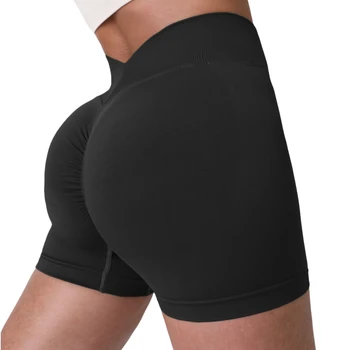 Custom Summer Gym Sportswear Women Gym Fitness Low Waist V Back Seamless Scrunch Butt Shorts