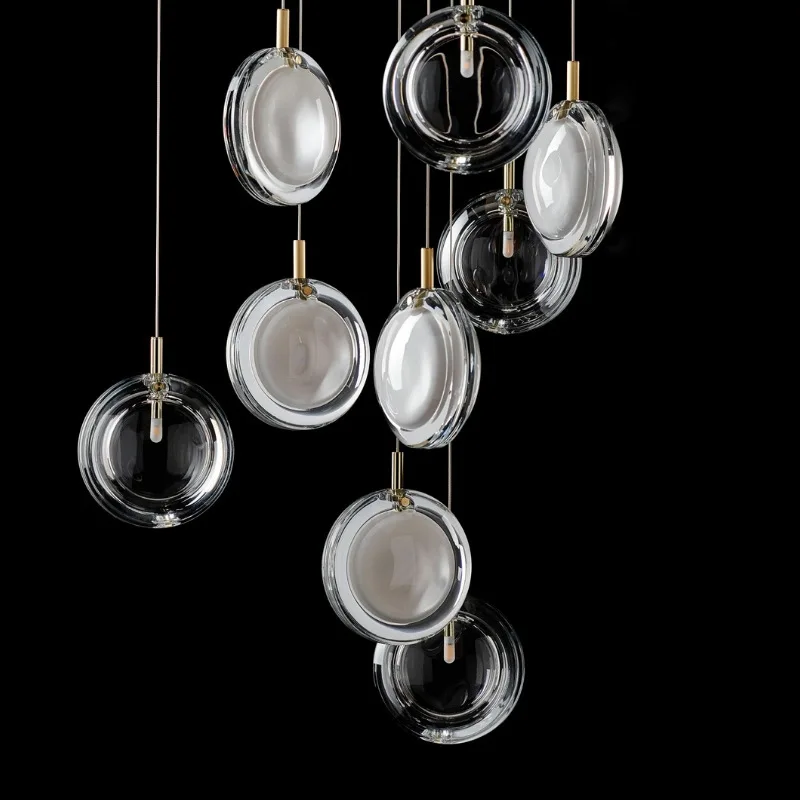 Custom High Ceilling Villa Staircase LED Lighting Long Hanging Lamp Decoration chandelier Lights Commercial Hall Pendant Light