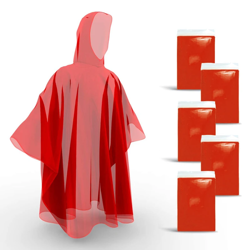 One Time Outdoors Use Emergency Plastic Poncho Rain Coat Waterproof Portable Raincoat