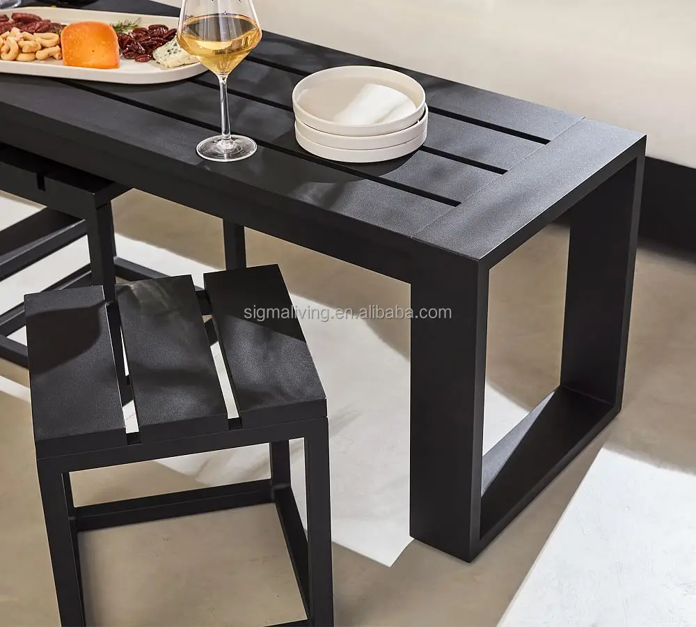 Modern design patio furniture aluminum console table set outdoor garden tables