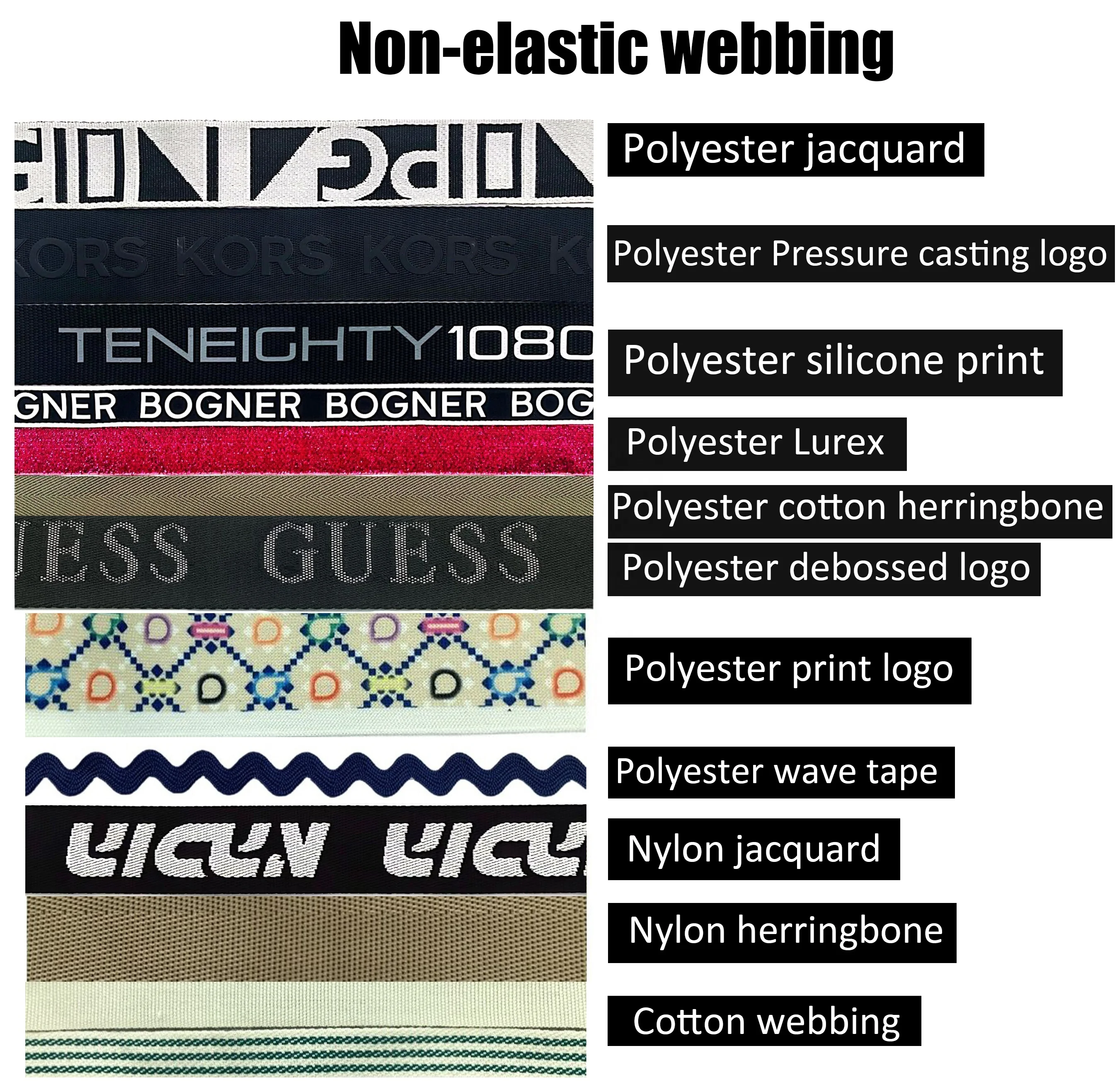 Custom Jacquard 3D Logo Embossed Logo Webbing Strap Polyester Webbing Tape for Garment