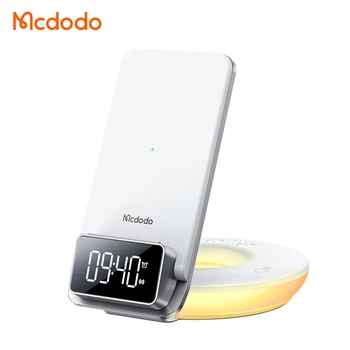 Multifunctional Charger Phone Stand Digital Alarm Clock 15W Wireless Charge LED Display With Lamp Foldable 4in1 Desktop Charger