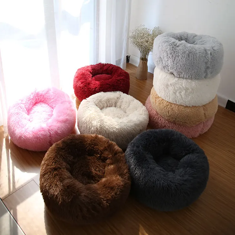 Factory Design Plush Round Multicolor Soft Warm Pet Dog Cat Bed