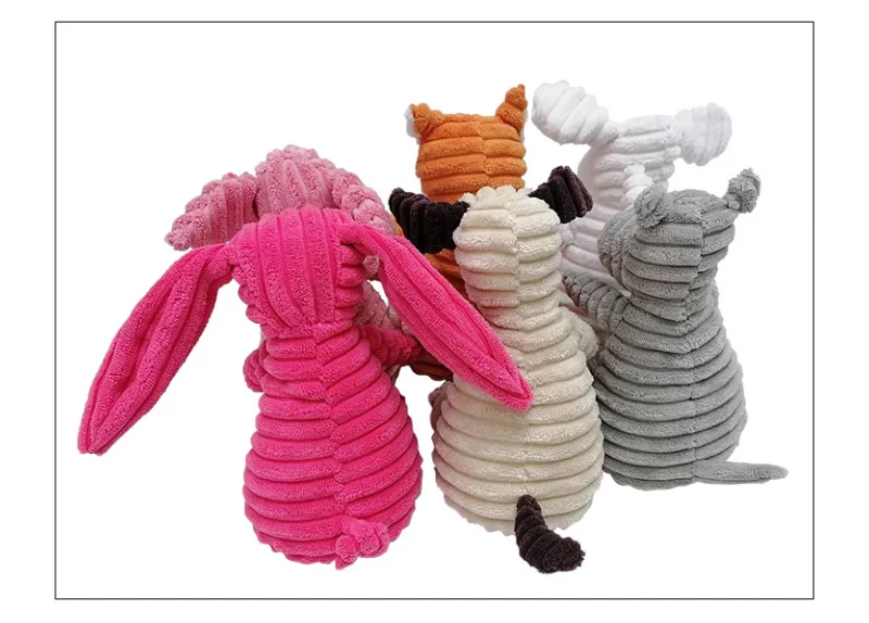 Small Fun Pet Toy Donkey-Shaped Corduroy Chew Toy with Squeaker Squeaky Plush Bone Molar Puppies Dogs Dog Training Accessories