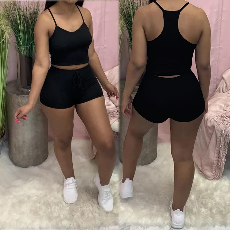 MOEN Suspender kadin setleri Casual  2 Piece Set Women 2pc set Woman Two Piece Short Pants Set