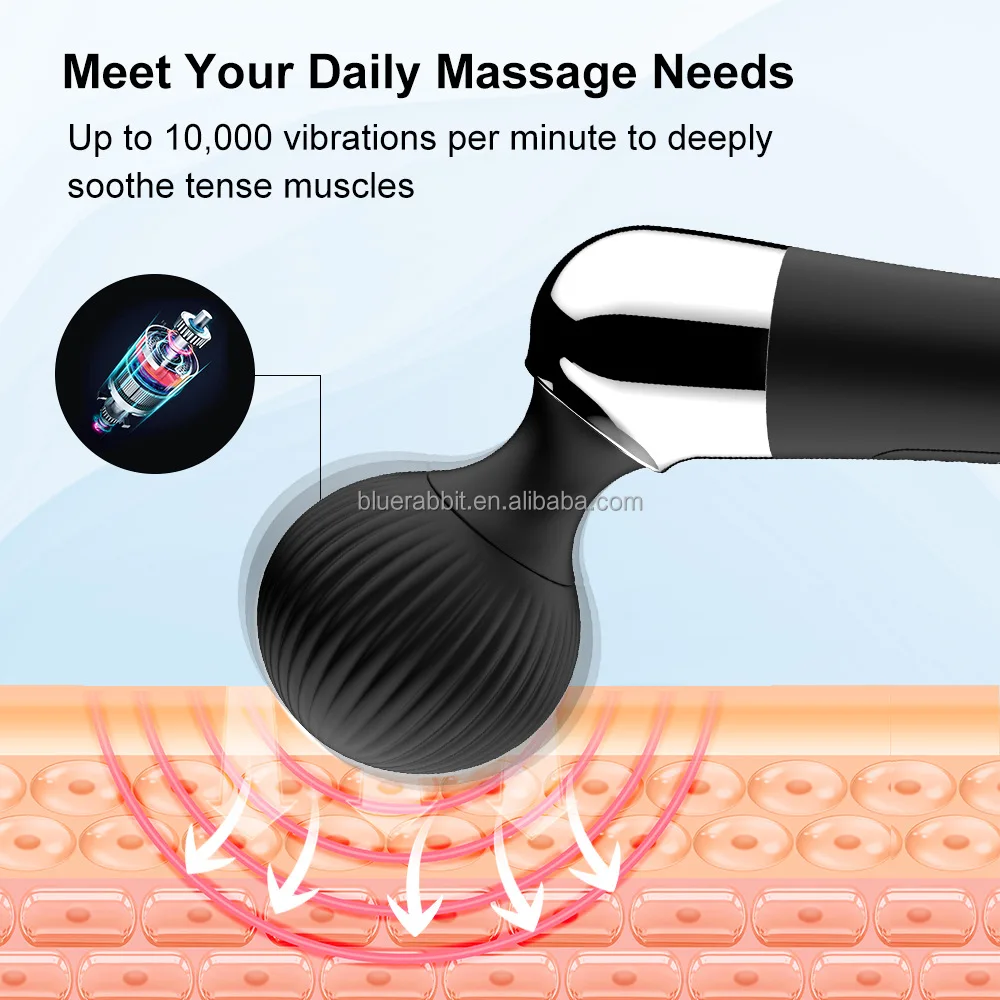 BlueRabbit Powerful Big Head Rechargeable Personal Massagers Wholesale Wand Massagers Body Muscle Relaxation Wand Vibrators