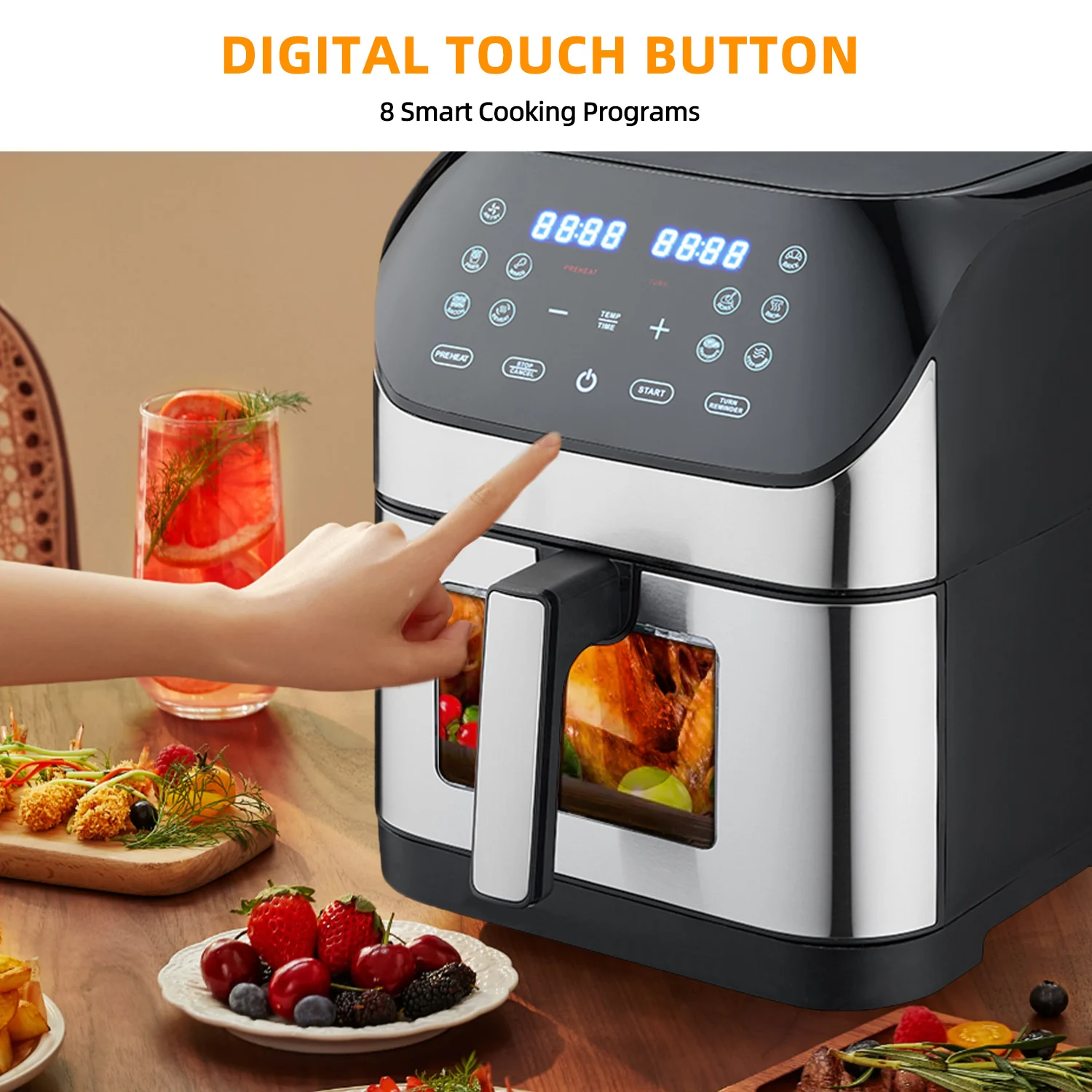 Stainless Steel Digital Air Fryer 6l 8l Home Use Electric Deep Fryer ...