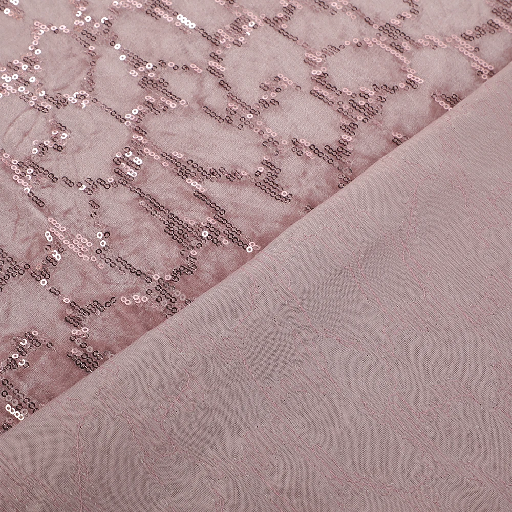 Sample Free Sequin Lace Fabric Black Stretchy Velvet 3mm Leopard Sequin