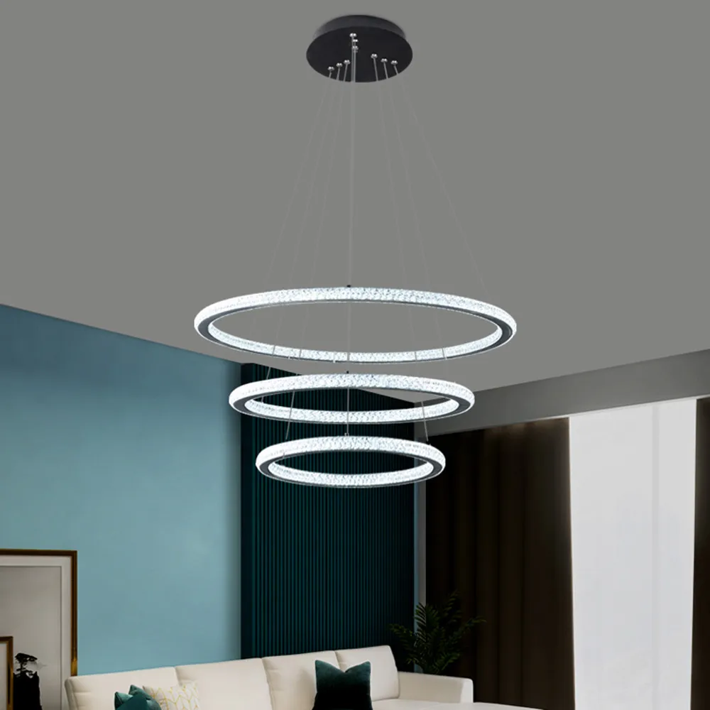 Double Sided Luminescence Minimalist Led Crystal Chandelier Pendant Light Living Room