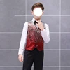 Burgundy Vest + black bow tie