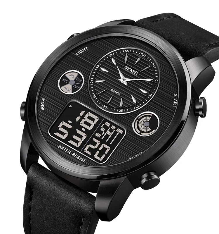Skmei 1653 Analog Digital Leather Watches