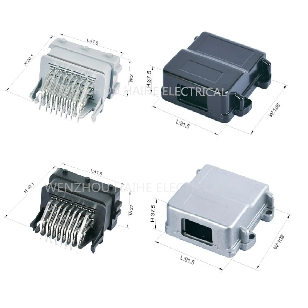 24 Pin Single Hole PCB ECU Automotive Aluminum Waterproof  Box for HCCPHPE24BKA90F