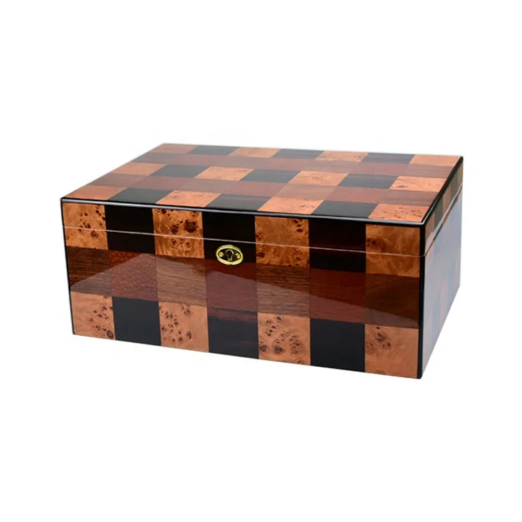 New Arrivals Desktop Chess Inlay High End Luxury Wood Cigar Humidor