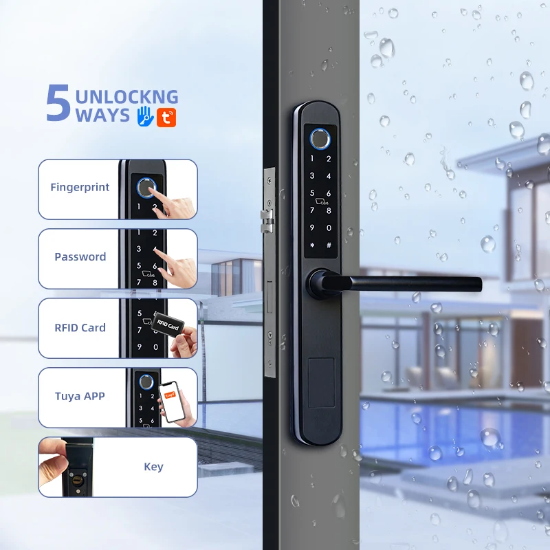Volibel Waterproof Fingerprint Password Keyless Digital Tuya Wifi Ttlock Slim Smart Aluminum Door Lock