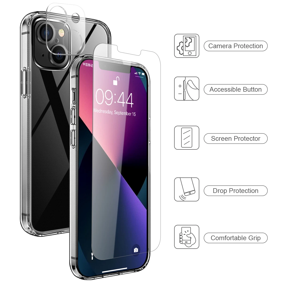 1 Set Tempered Glass Screen Protector Tpu Soft Transparent Phone Case ...