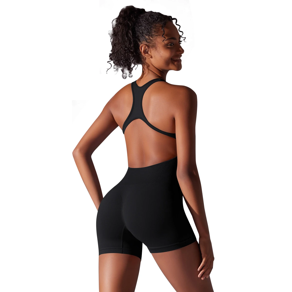 Quick-Drying Women Sports Lifting One-Piece Yoga Wear Naked Feeling Bodysuit Backless Fitness Workout Jumpsuit Yoga shorts