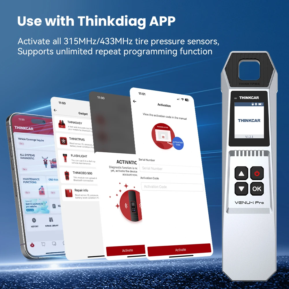 Narzędzia do kontroli ciśnienia w oponach Thinkcar VENU IPRO z 2025 r. System TPMS, czytnik kodów samochodowych, narzędzia do programowania czujników, współpracujące z 689BT VO7S