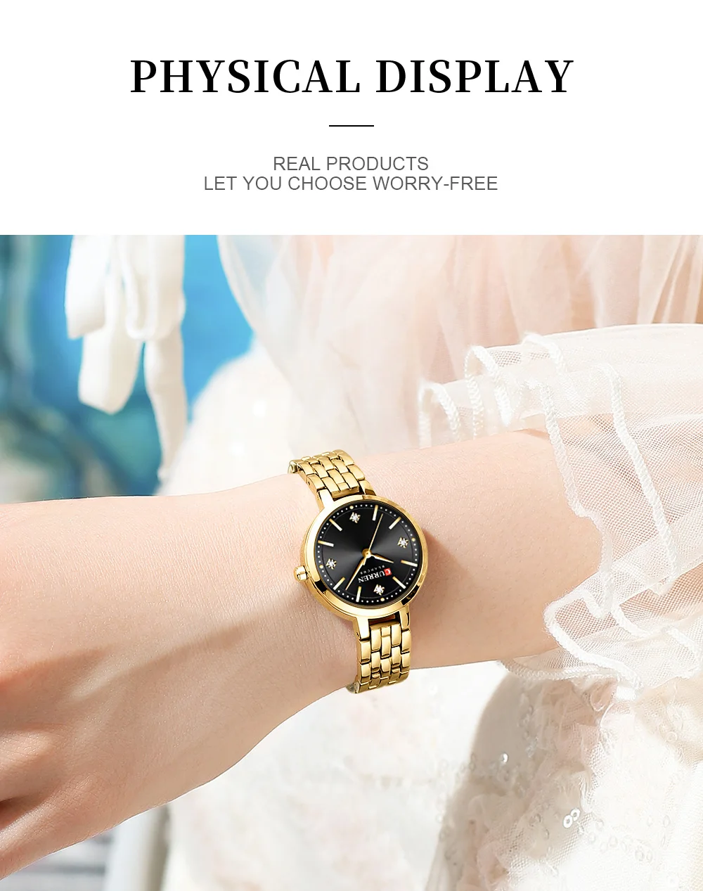 Curren 9106 Fashion Golden Quartz Wristwatch Stainless Steel Waterproof Women's Watches Original Luxury Ladies Watch for Women