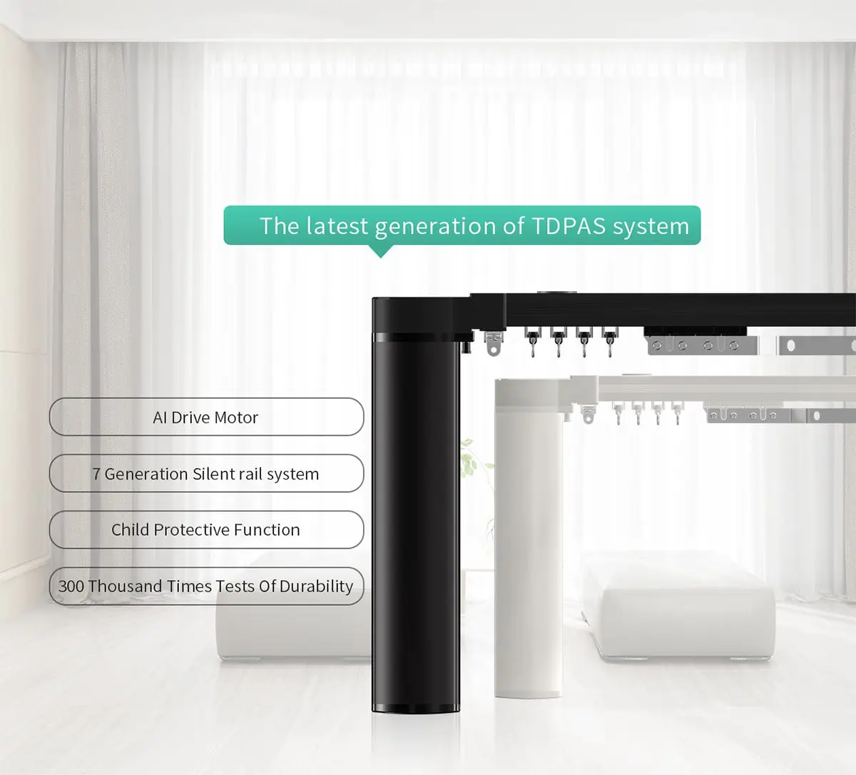 Rail Motorized Automatic Curtain Motor Dt52S Factory Directly Supply  Window Roller Curtain Motor Binthen Curtain Motor