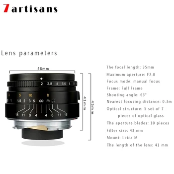7Artisans M35mm F2.0 Large Aperture Manual Focus Compatible with Leic a M-Mount Camera M2 M3 M4 M5 M6 M7 M8 M9 M9P M10 M262 M240 detail image