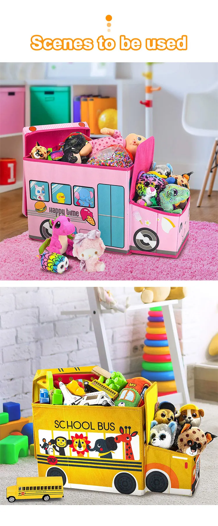 Cute Design Kids Decorative Storage Container Pink Junior Size LED ...