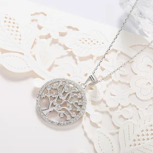 POLIVA Women's 925 Sterling Silver Tree of Life Pendant 3A Cubic Zirconia Rhodium Gold Plated Lovely Diamond Jewelry