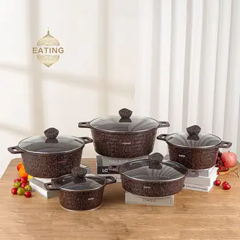 Non-Stick Inner Elegant Cookware Pan Coating 10 pieces Non-Stick Pots New Arrival Popular Cookware-Set