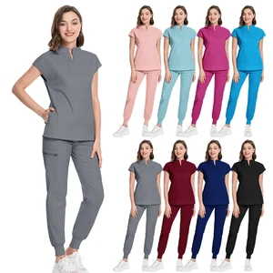2026 Scrubs Uniforms Sets Spandex Polyester Beauty Medical Uniform Tops Scrub Suit Nursing Scrubs for Women