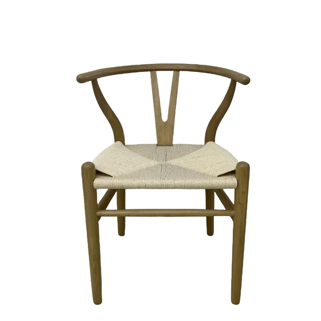 Popular Y-shaped wooden chair hotel lazy rattan wooden chair hotel dining solid wood arm dinning chair