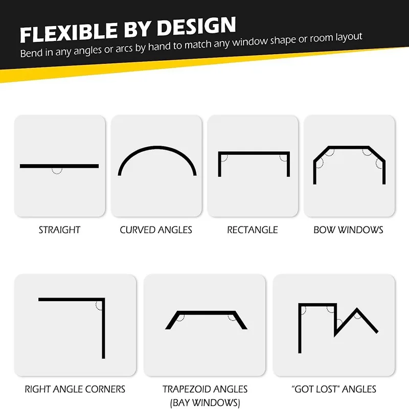 Flexible Straight and Curved Ceiling Curtain Track with Bendable Mount for Home Use-for Bunk Bed Bay Window & Room Divider