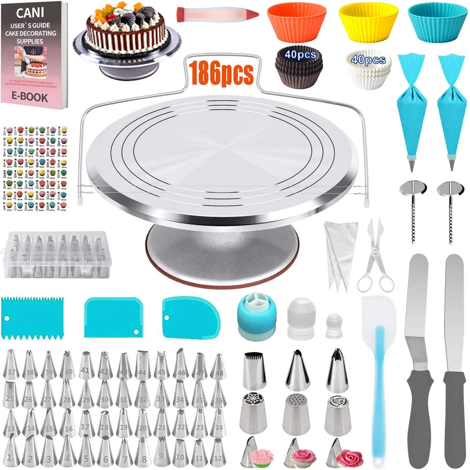 Wholesale 186 PCS Cake Decorating Kits with Cake Turntable-Piping ...