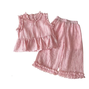Summer New Style Baby Girls Clothing Set Sleeveless Top and Pants Sweet Breathable Two-Piece Baby Suit