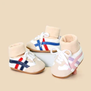 High Quality Autumn Winter Pre-Walking Baby Shoes Soft Sock Anti-Slip TPR Sole Light Flat Ankle-Covered Design Toddlers