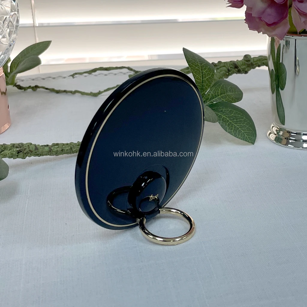 Mini Metal Personalized Blank Round Compact Mirrors Pocket Cosmetic Makeup Mirror with Ring Holder Custom logo