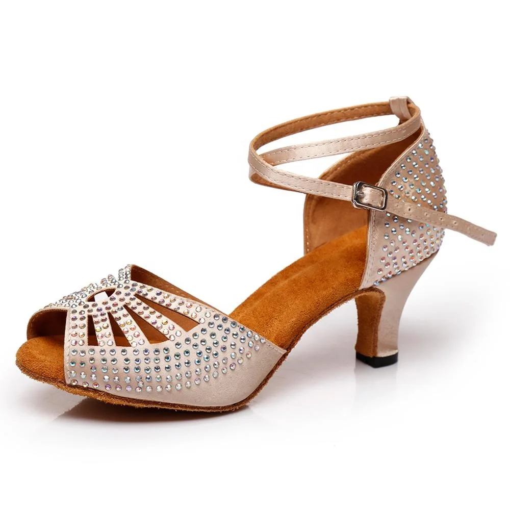 L399 Satin + Rhinestone Heel 6cm Latin 